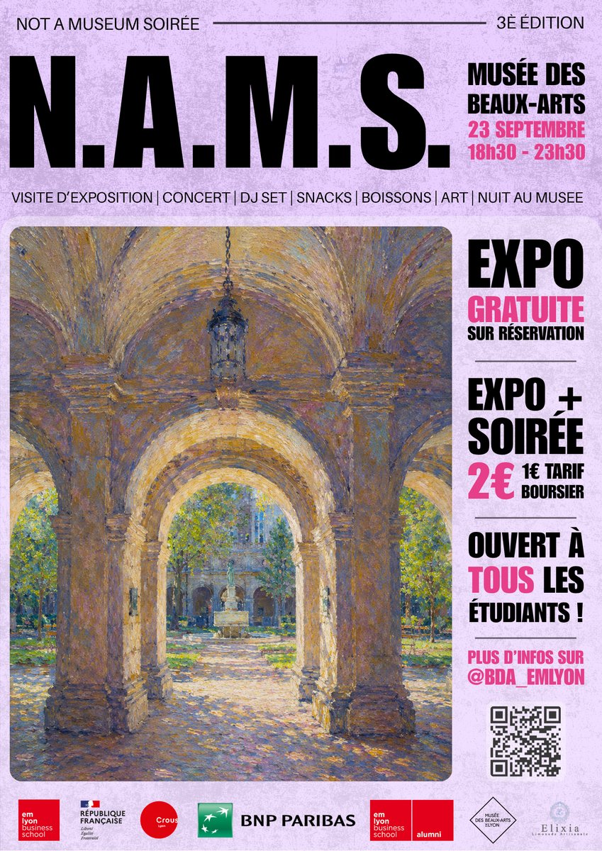 Affiche de la 3e édition du N.A.M.S., le 23 septembre 2026 au Musée des Beaux-Arts de Lyon